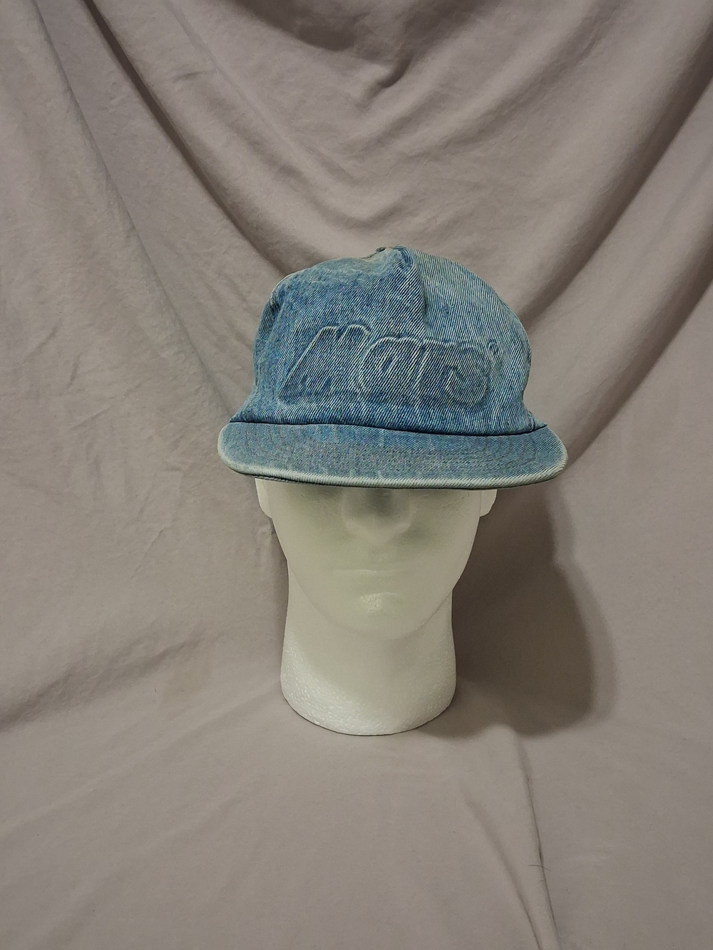VTG 90s M&M Mars Candy Denim Snapback Hat Made in USA Rare Embossed Puff Logo